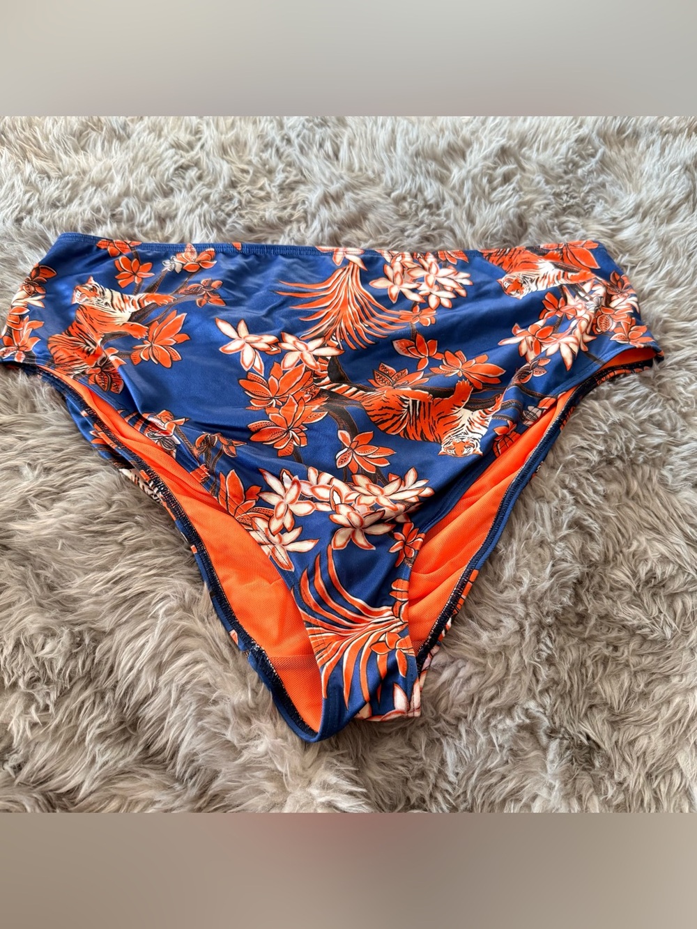 Curvy Beach navy tiger high waist bottom 3x